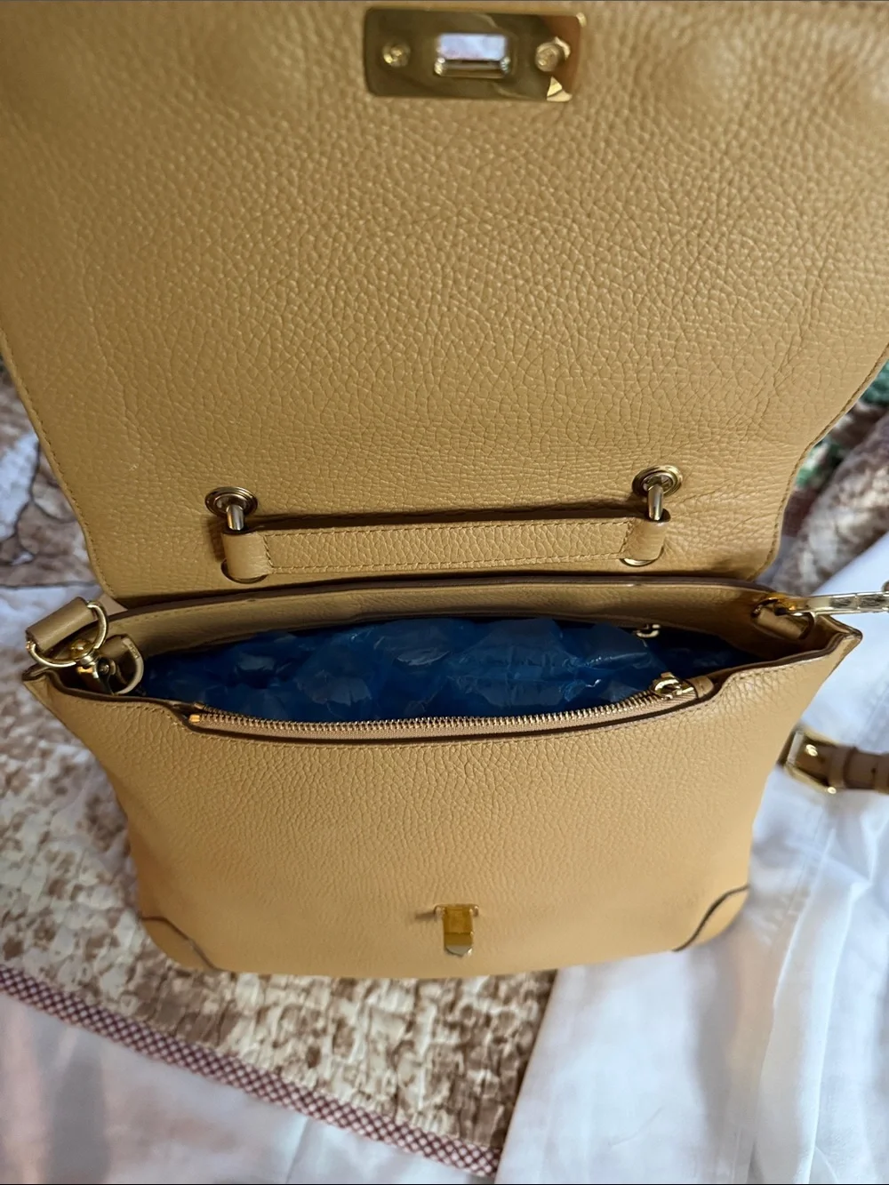 Women’s MCM Milla  Leather Top-Handle Satchel - Tan color.